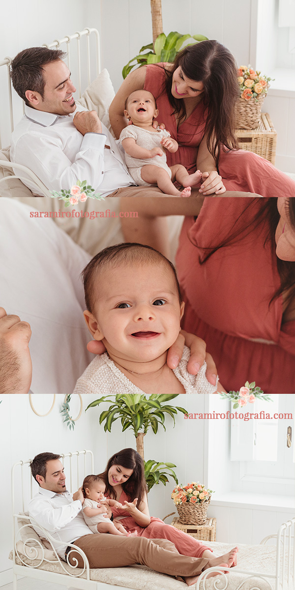Como es una sesión de fotos de bebé en familia en Alcalá de Henares, Madrid